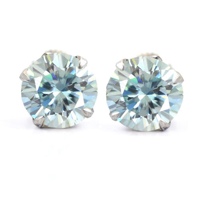 3 Ct AAA Quality, Certified Light Blue Diamond Solitaire Studs, Ideal For Gift, Great Brilliance ! - ZeeDiamonds