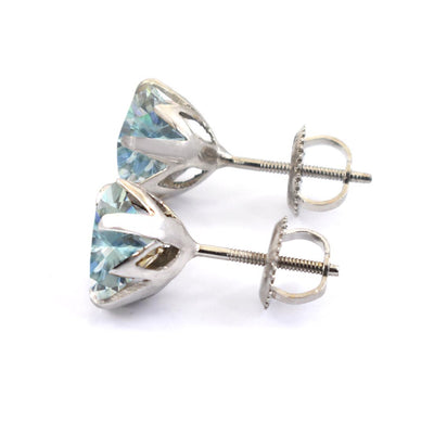 3 Ct AAA Quality, Certified Light Blue Diamond Solitaire Studs, Ideal For Gift, Great Brilliance ! - ZeeDiamonds