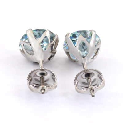 3 Ct AAA Quality, Certified Light Blue Diamond Solitaire Studs, Ideal For Gift, Great Brilliance ! - ZeeDiamonds