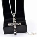 0.50 Ct Each, Certified Black Diamond Cross Pendant In White Gold Finish - ZeeDiamonds