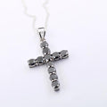 0.50 Ct Each, Certified Black Diamond Cross Pendant In White Gold Finish - ZeeDiamonds