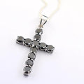 0.50 Ct Each, Certified Black Diamond Cross Pendant In White Gold Finish - ZeeDiamonds