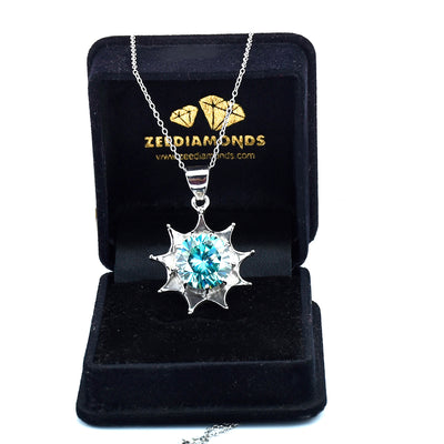 2.50 Ct AAA Certified Blue Diamond Solitaire Pendant, Great Sparkle - ZeeDiamonds