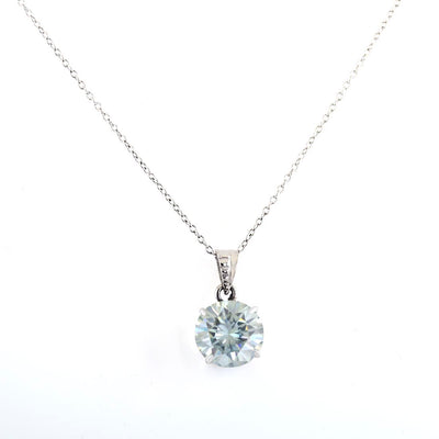 2.90 Ct AAA Certified Off-White Tinge of Blue Diamond Solitaire Pendant - ZeeDiamonds