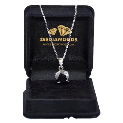 4.50 Ct Round Black Diamond Solitaire Pendant, AAA Certified - ZeeDiamonds