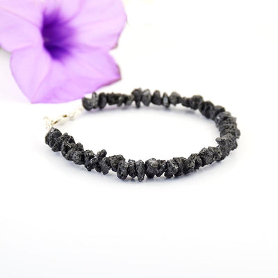 48.25 Ct Certified Black Rough Diamond Bracelet in 925 Silver- Great Style - ZeeDiamonds