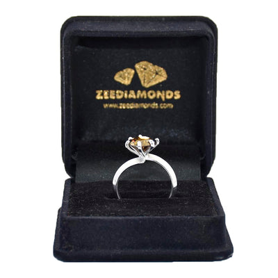 0.70 Ct Certified Champagne Diamond Solitaire Ring, Elegant Style - ZeeDiamonds