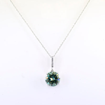 2.60 Ct AAA Certified Blue Diamond Pendant with White Diamond Accents - ZeeDiamonds