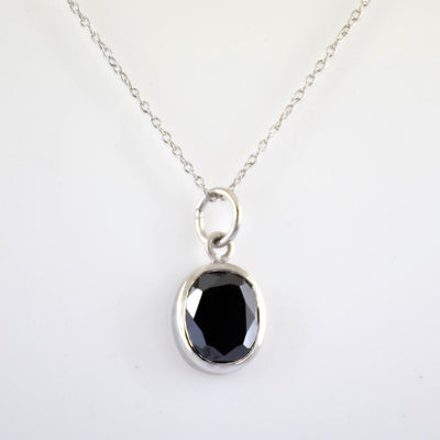 4 Ct Oval Shape Black Diamond Solitaire Pendant, 100% Certified - ZeeDiamonds