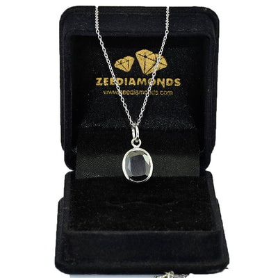 4 Ct Oval Shape Black Diamond Solitaire Pendant, 100% Certified - ZeeDiamonds