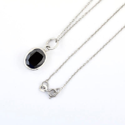 4 Ct Oval Shape Black Diamond Solitaire Pendant, 100% Certified - ZeeDiamonds