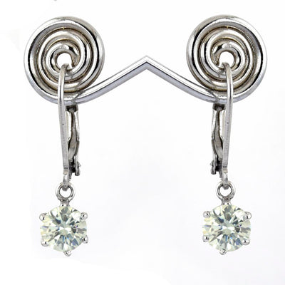 3 Ct Certified, Off-White Tinge of Blue Diamond Dangler Earring, Great Style - ZeeDiamonds
