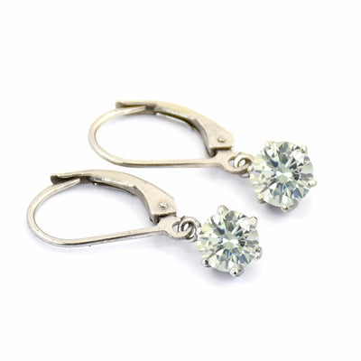 3 Ct Certified, Off-White Tinge of Blue Diamond Dangler Earring, Great Style - ZeeDiamonds