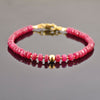 5-5.5mm Ruby Gemstone Bracelet with Golden Foil Bead, AAA Certified - ZeeDiamonds