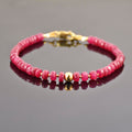 5-5.5mm Ruby Gemstone Bracelet with Golden Foil Bead, AAA Certified - ZeeDiamonds