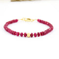 5-5.5mm Ruby Gemstone Bracelet with Golden Foil Bead, AAA Certified - ZeeDiamonds