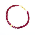 5-5.5mm Ruby Gemstone Bracelet with Golden Foil Bead, AAA Certified - ZeeDiamonds