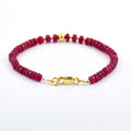 5-5.5mm Ruby Gemstone Bracelet with Golden Foil Bead, AAA Certified - ZeeDiamonds