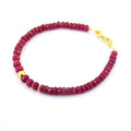 5-5.5mm Ruby Gemstone Bracelet with Golden Foil Bead, AAA Certified - ZeeDiamonds