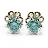 3.8 Ct Blue Diamond Solitaire Studs in 6 Prong Setting - ZeeDiamonds