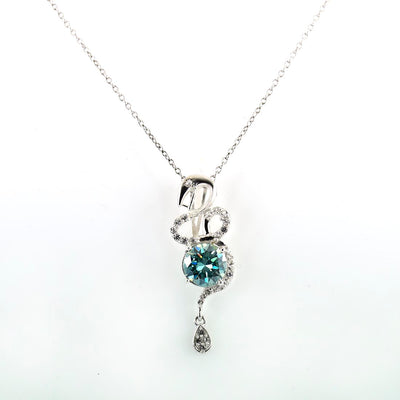 2 Ct Certified, Blue Diamond Solitaire Beautiful Snake Design Pendant - ZeeDiamonds