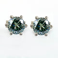 2 Ct Blue Diamond Solitaire Studs in 6 Prong Setting - ZeeDiamonds