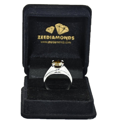 Rare 4.2Ct Champagne Diamond Solitaire Ring In Heavy Setting - ZeeDiamonds