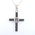 Certified Off-White Diamond Cross Pendant with Black Diamonds. - ZeeDiamonds