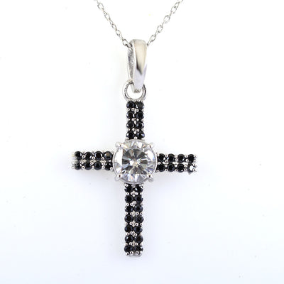 Certified Off-White Diamond Cross Pendant with Black Diamonds. - ZeeDiamonds