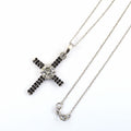 Certified Off-White Diamond Cross Pendant with Black Diamonds. - ZeeDiamonds