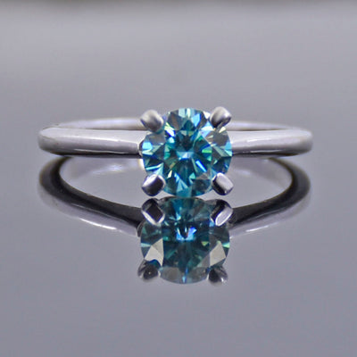 0.85 Ct AAA Certified Blue Diamond Solitaire Ring, Great Sparkle - ZeeDiamonds