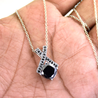 3.30 Ct Black Diamond Designer Pendant, Great Shine & Luster - ZeeDiamonds