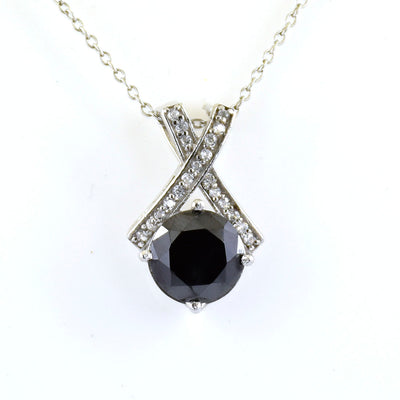 3.15 Ct, Black Diamond Accents Pendant, Earth Mined-Certified Diamond - ZeeDiamonds