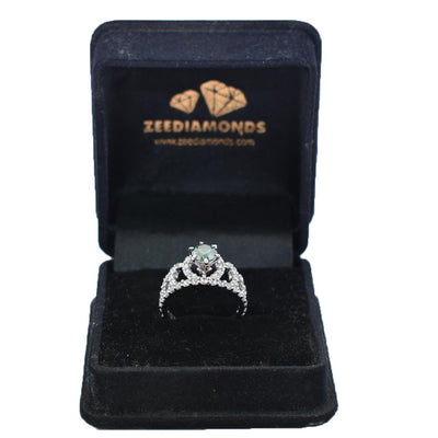 0.80 Ct, Certified Blue Diamond Solitaire Designer Accents Ring - ZeeDiamonds