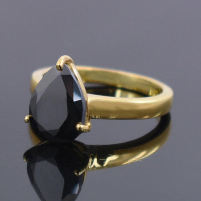 3 Ct Pear Cut Black Diamond Beautiful Ring For Women - ZeeDiamonds