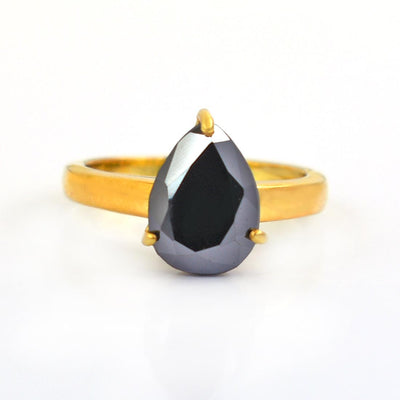 3 Ct Pear Cut Black Diamond Beautiful Ring For Women - ZeeDiamonds