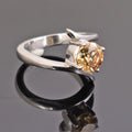 1.35 Ct AAA Quality Champagne Diamond Solitaire Twisted Ring - ZeeDiamonds