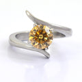 1.35 Ct AAA Quality Champagne Diamond Solitaire Twisted Ring - ZeeDiamonds