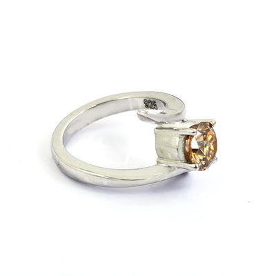 1.35 Ct AAA Quality Champagne Diamond Solitaire Twisted Ring - ZeeDiamonds