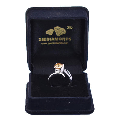 1.35 Ct AAA Quality Champagne Diamond Solitaire Twisted Ring - ZeeDiamonds