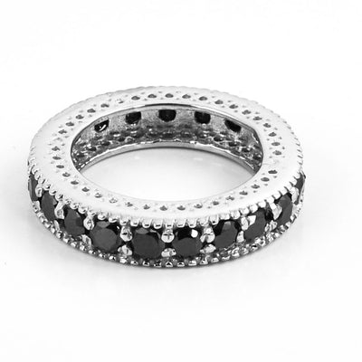 0.40 Cts Black Diamond Band Ring in 925 Sterling Silver - ZeeDiamonds