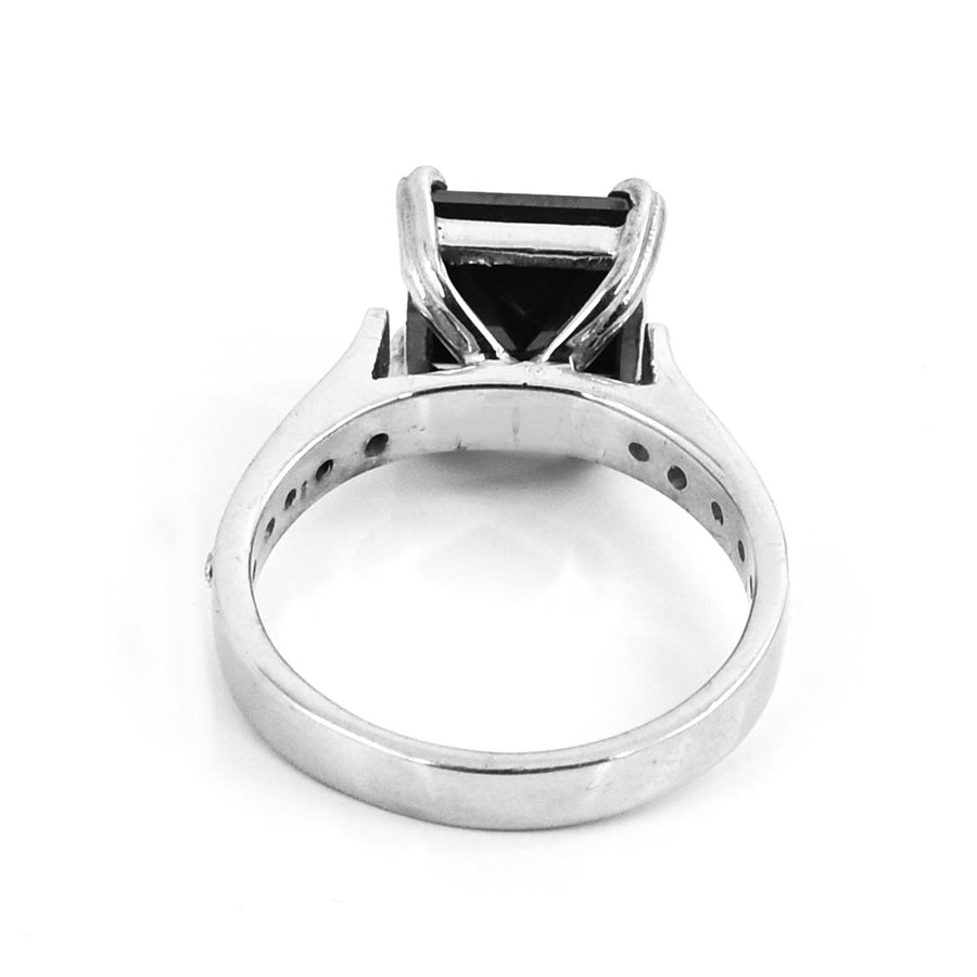 2.45 Ct Princess Shape Black Diamond Ring With Diamond Accents - ZeeDiamonds
