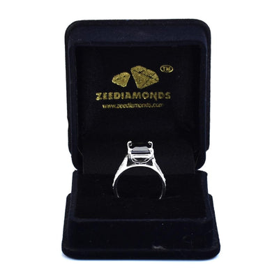 2.45 Ct Princess Shape Black Diamond Ring With Diamond Accents - ZeeDiamonds