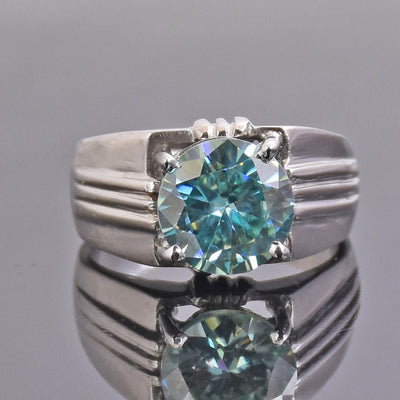3.45 Ct AAA Certified Blue Diamond Solitaire Ring in Prong Setting - ZeeDiamonds