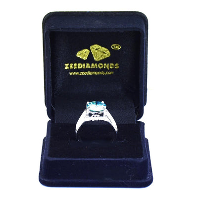 3.45 Ct AAA Certified Blue Diamond Solitaire Ring in Prong Setting - ZeeDiamonds