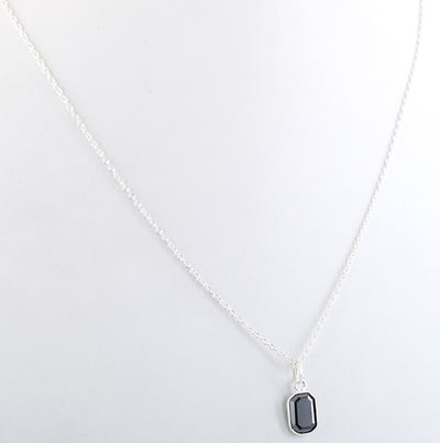 1.95 Ct Certified Black Diamond Pendant Chain Necklace, Delicate Silver Necklace - ZeeDiamonds