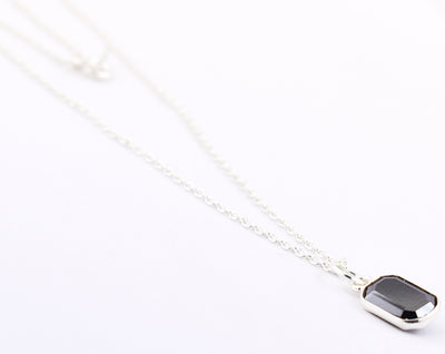 1.95 Ct Certified Black Diamond Pendant Chain Necklace, Delicate Silver Necklace - ZeeDiamonds