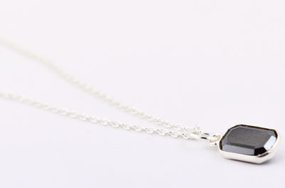 1.95 Ct Certified Black Diamond Pendant Chain Necklace, Delicate Silver Necklace - ZeeDiamonds
