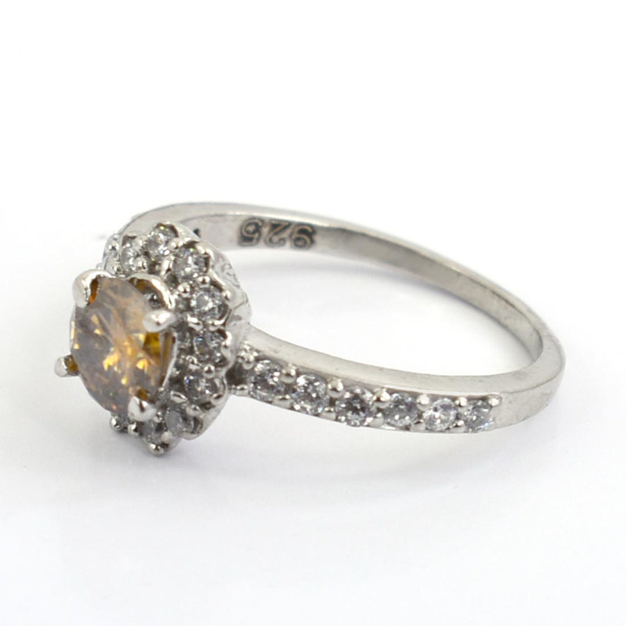 0.45 Ct Certified Designer Champagne Diamond Ring with Diamond Accents - ZeeDiamonds