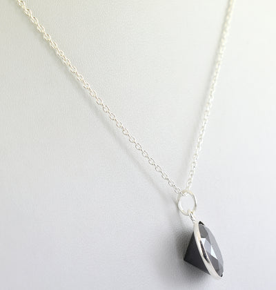 7.2 Ct AAA Certified Black Diamond Pendant Chain Necklace, Anniversary Gift - ZeeDiamonds